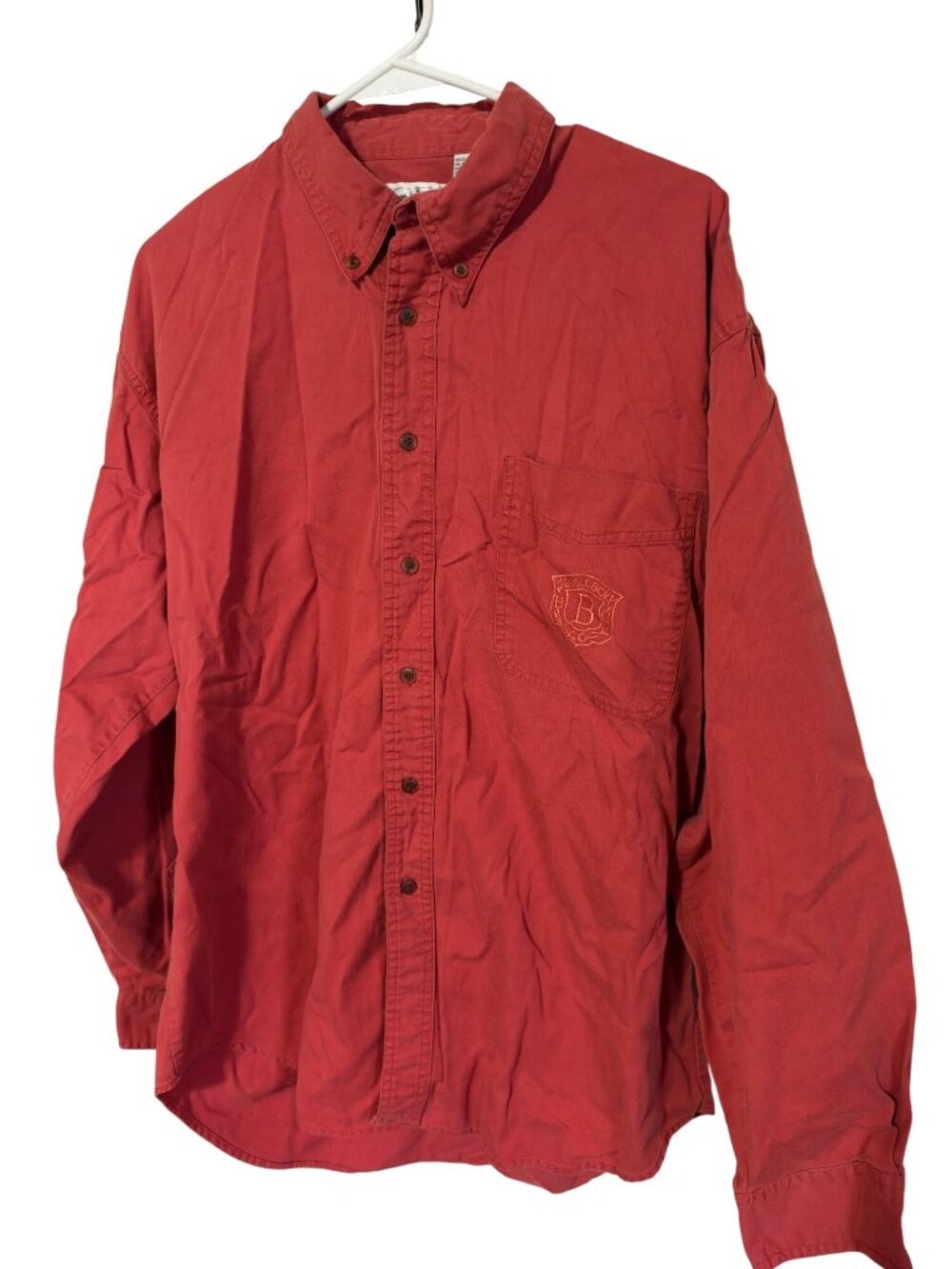 Vintage Bugle Boy Co 100% cotton rust brown button up shirt size XL